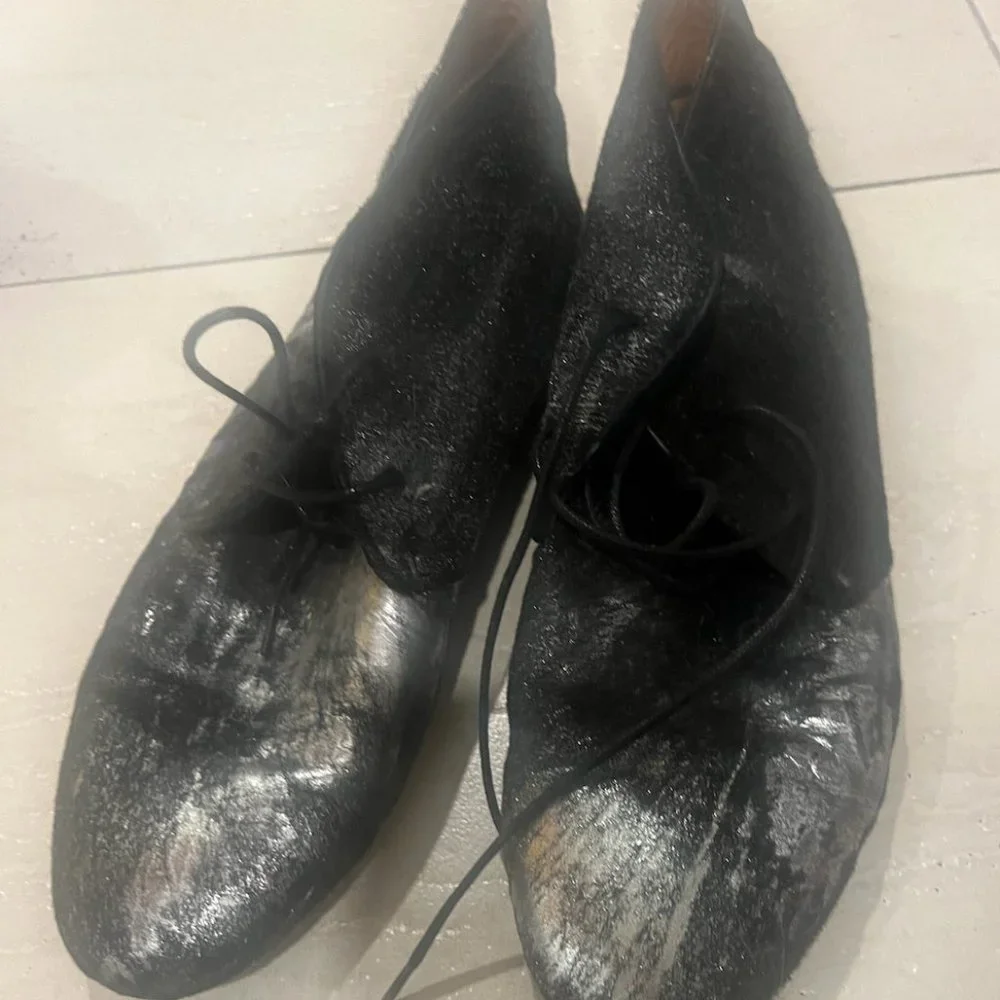 Isabel Marant Ginger Burnout Metallic Calf Hair Flat lace-up bootie US7/EU 37 - Picture 4 of 6